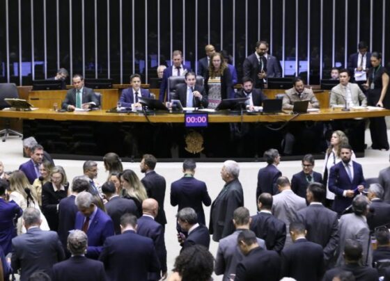 Na imagem acima, a Câmara dos Deputados durante a sessão de 8 de abril de 2025