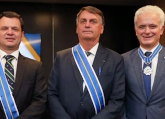 Anderson Torres, Jair Bolsonaro e Antonio Lorenzo no Ministério da Justiça