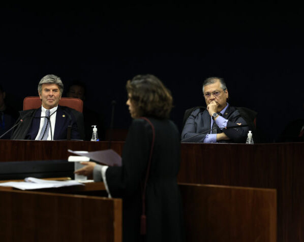 Luiz Fux e Flavio Dino no julgamento do núcleo 4 do golpe