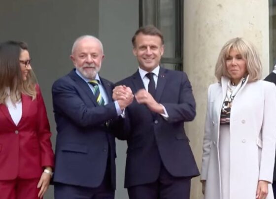 Janja, Lula, Macron e Brigitte Macron na França